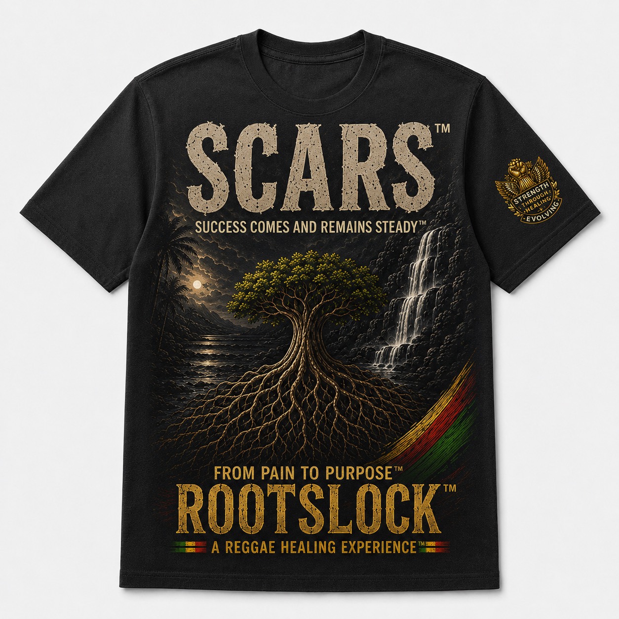 SCARS ROOTSLOCK charcoal T-shirt mockup