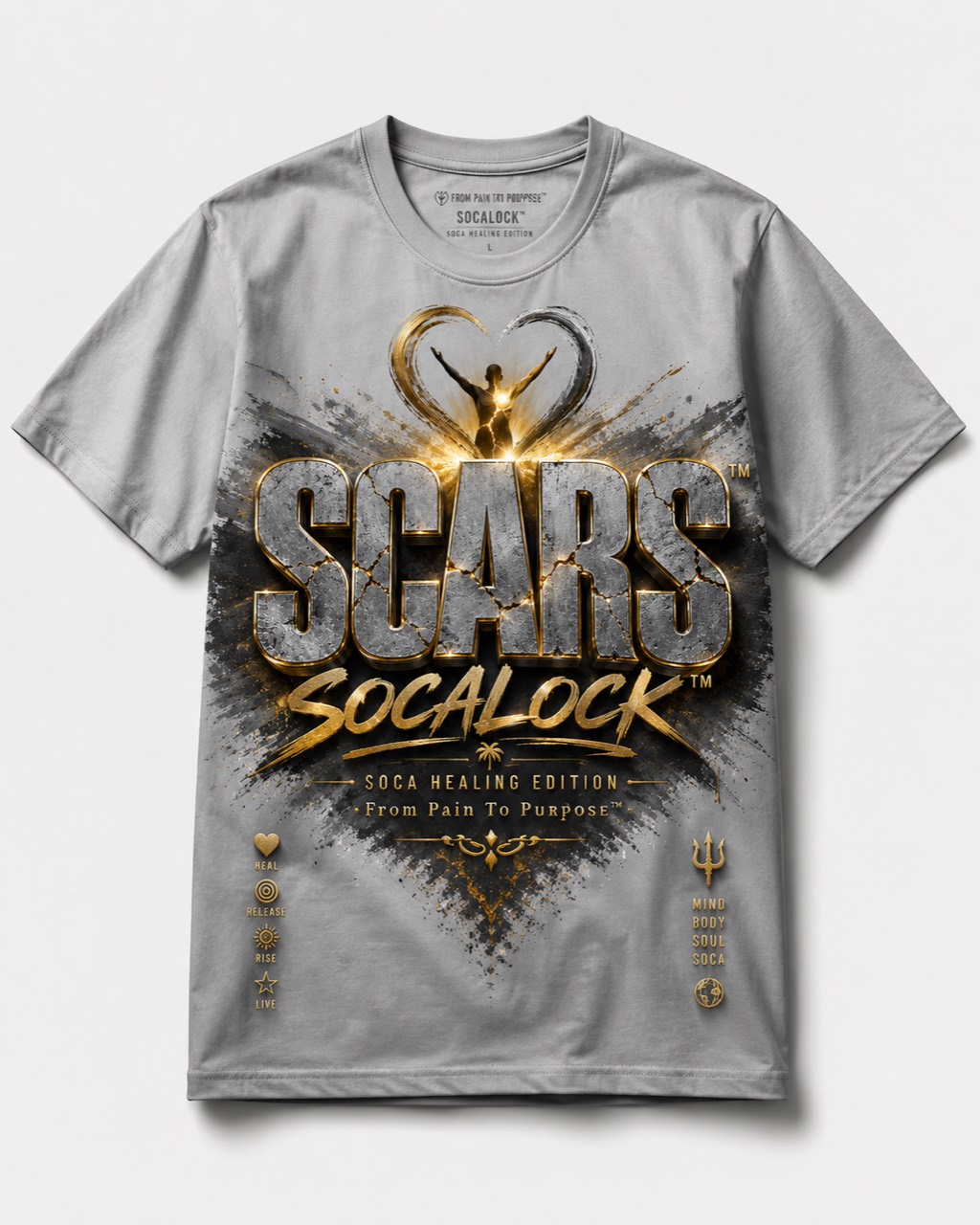 SCARS SOCALOCK gray T-shirt mockup
