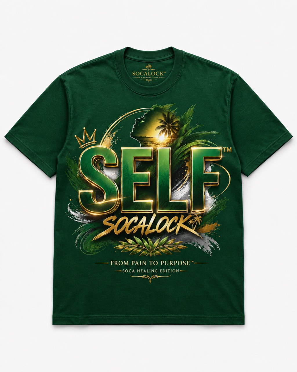 SELF SOCALOCK green T-shirt mockup