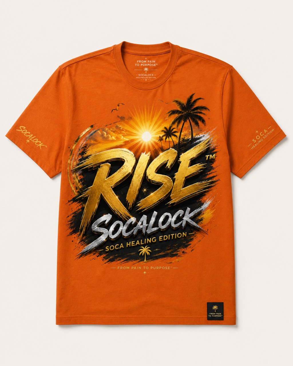 RISE SOCALOCK orange T-shirt mockup
